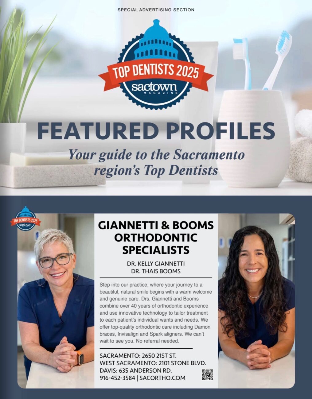 Sactown magazine - 2025 Top Dentists feature